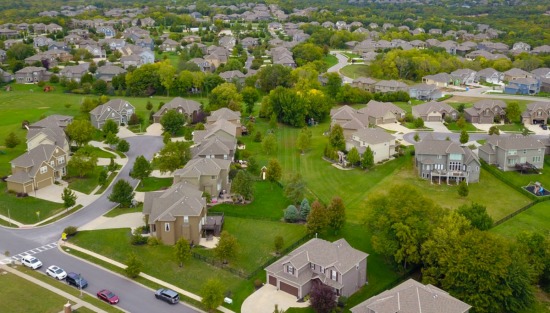 houses in suburban neighborhood 