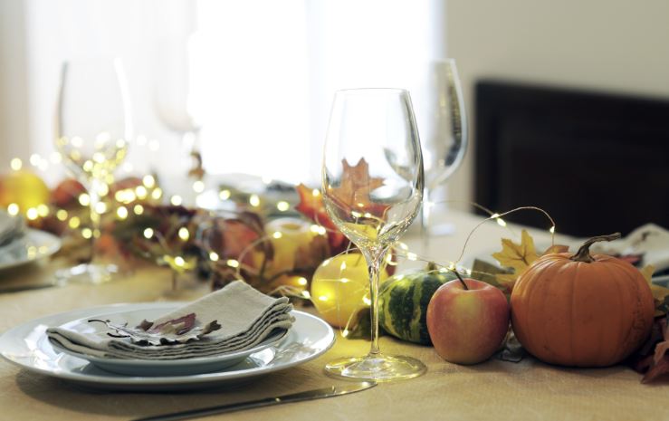 Dinner Table Set for Thanksgiving