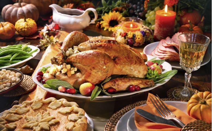 Thanksgiving turkey and ham