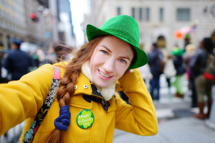 Woman with Irish hat at festival